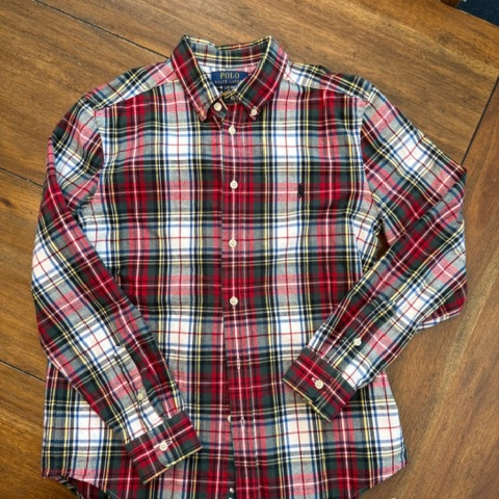 Polo Ralph Lauren Boys Plaid Brushed Twill Button Down Shirt - Size L 14/16